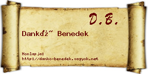 Dankó Benedek névjegykártya